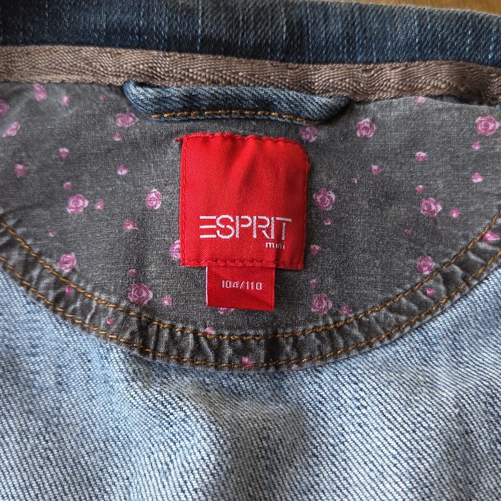 Set Bundle 3 Esprit Medium Washed Denim Vest Floral Lining Plaid Skirt, Headband
